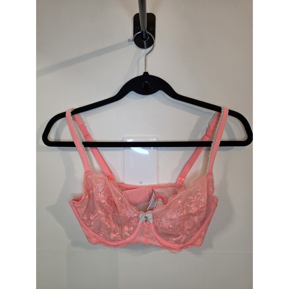 Victoria's Secret Body By Victoria Lace Unlined Demi Bra 34DD Pink Coquette